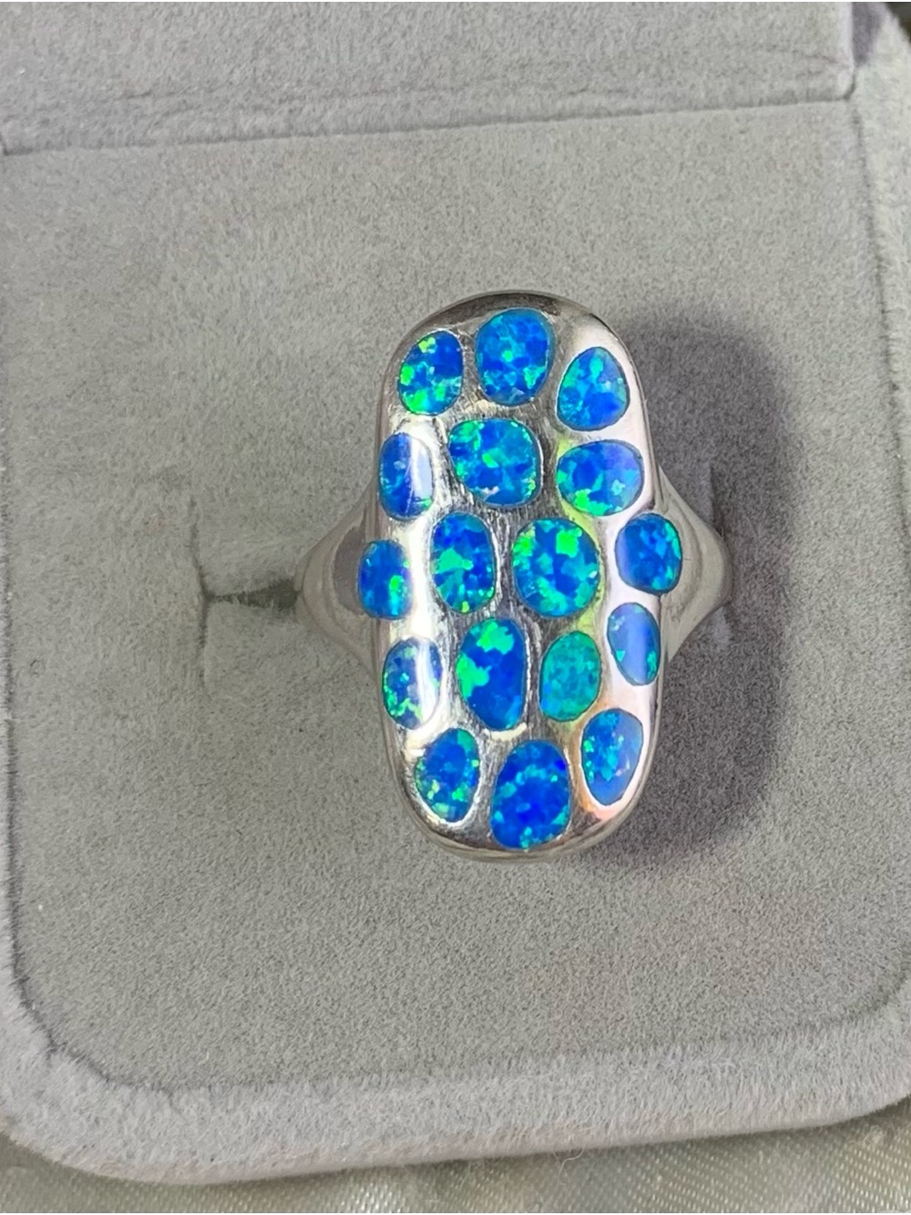 Blue Opal Cluster Sterling-Style Statement Ring - Women's Jewelry
